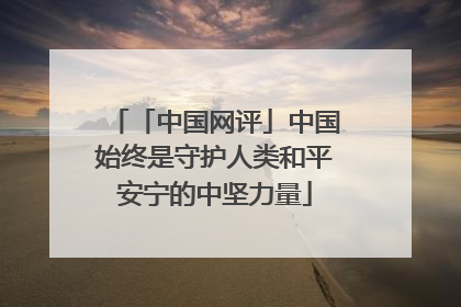 「中国网评」中国始终是守护人类和平安宁的中坚力量