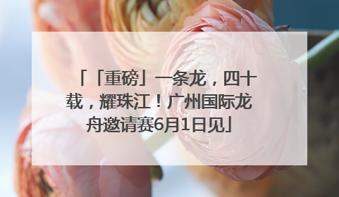 「重磅」一条龙，四十载，耀珠江！广州国际龙舟邀请赛6月1日见