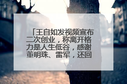 王自如发视频宣布二次创业，称离开格力是人生低谷，感谢董明珠、雷军，还回应了“工资条”：清楚自己要什么……
