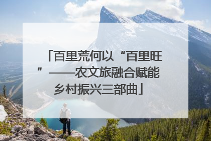 百里荒何以“百里旺”——农文旅融合赋能乡村振兴三部曲