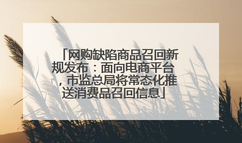网购缺陷商品召回新规发布：面向电商平台，市监总局将常态化推送消费品召回信息