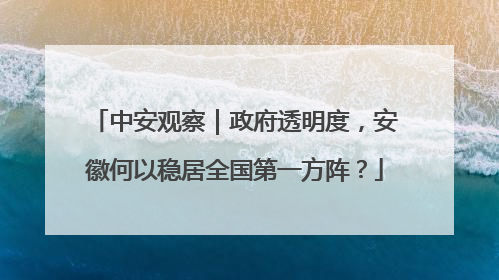中安观察｜政府透明度，安徽何以稳居全国第一方阵？