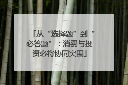 从“选择题”到“必答题”：消费与投资必将协同突围