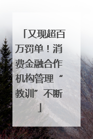 又现超百万罚单！消费金融合作机构管理“教训”不断