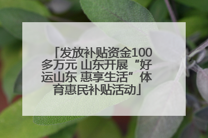 发放补贴资金100多万元 山东开展“好运山东 惠享生活”体育惠民补贴活动