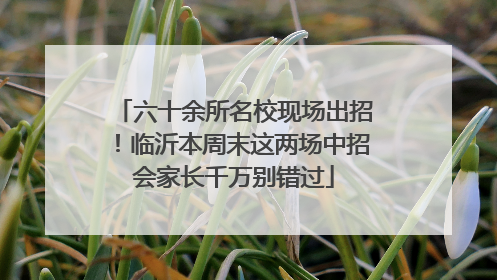 六十余所名校现场出招！临沂本周末这两场中招会家长千万别错过