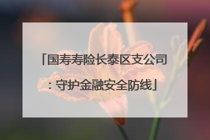 国寿寿险长泰区支公司：守护金融安全防线
