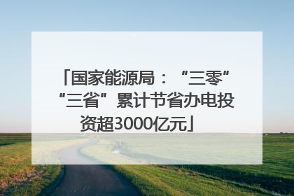 国家能源局：“三零”“三省”累计节省办电投资超3000亿元