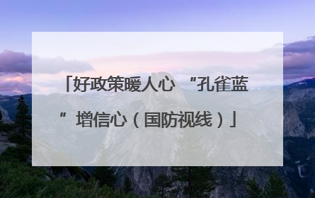 好政策暖人心 “孔雀蓝”增信心（国防视线）