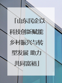 山东民企以科技创新赋能乡村振兴与转型发展 助力共同富裕