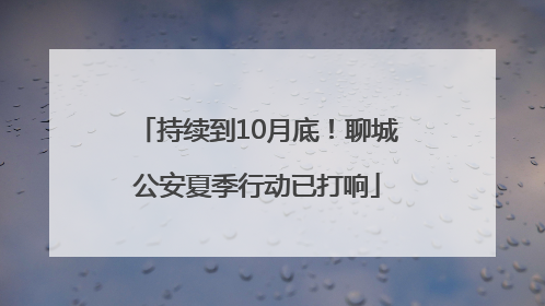 持续到10月底！聊城公安夏季行动已打响