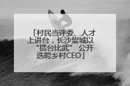 村民当评委、人才上讲台，长沙望城以“擂台比武” 公开选聘乡村CEO