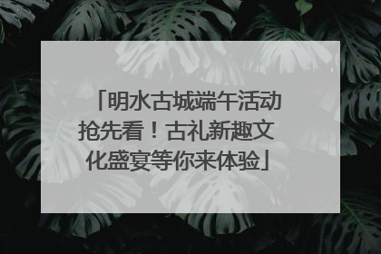明水古城端午活动抢先看！古礼新趣文化盛宴等你来体验