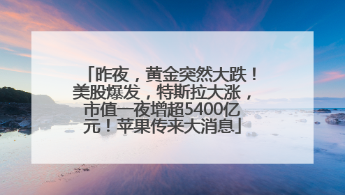 昨夜，黄金突然大跌！美股爆发，特斯拉大涨，市值一夜增超5400亿元！苹果传来大消息