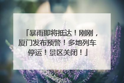 暴雨即将抵达！刚刚，厦门发布预警！多地列车停运！景区关闭！