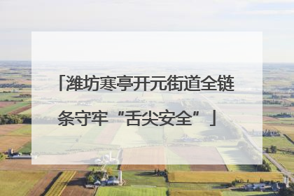 潍坊寒亭开元街道全链条守牢“舌尖安全”