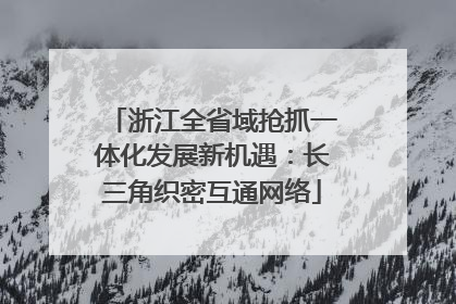 浙江全省域抢抓一体化发展新机遇：长三角织密互通网络