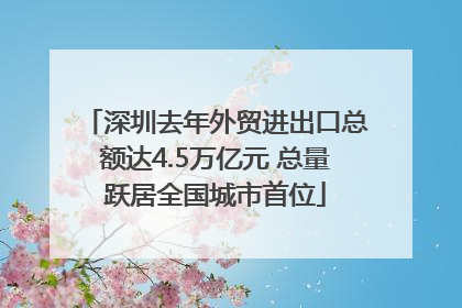 深圳去年外贸进出口总额达4.5万亿元 总量跃居全国城市首位