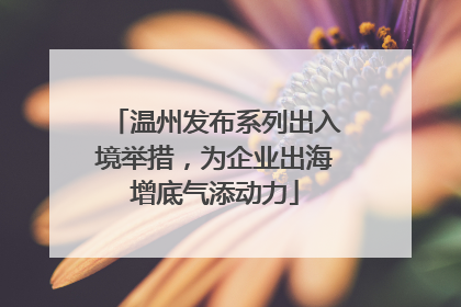 温州发布系列出入境举措，为企业出海增底气添动力
