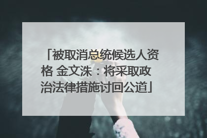 被取消总统候选人资格 金文洙：将采取政治法律措施讨回公道