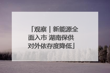 观察｜新能源全面入市 湖南保供对外依存度降低