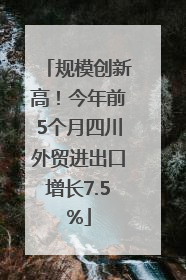 规模创新高！今年前5个月四川外贸进出口增长7.5%