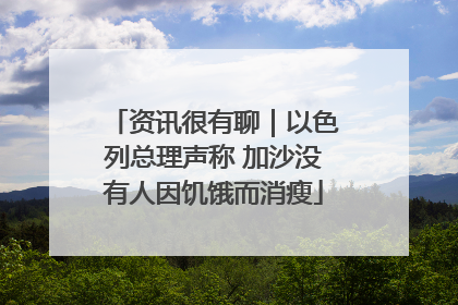 资讯很有聊｜以色列总理声称 加沙没有人因饥饿而消瘦