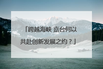 跨越海峡 嘉台何以共赴创新发展之约？