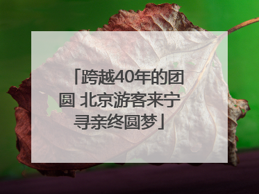跨越40年的团圆 北京游客来宁寻亲终圆梦