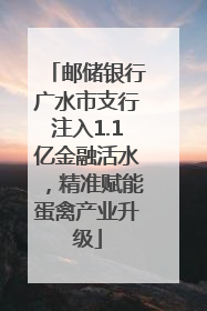 邮储银行广水市支行注入1.1亿金融活水，精准赋能蛋禽产业升级