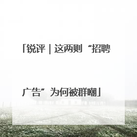 锐评｜这两则“招聘广告”为何被群嘲