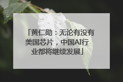 黄仁勋：无论有没有美国芯片，中国AI行业都将继续发展